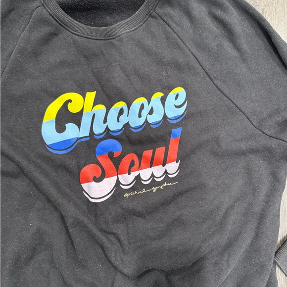 Spiritual Gangster Black Crew Neck Sweater with Multicolor Print - Picture 2 of 2